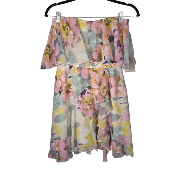 Lipsy London Floral Tube Dress Ruffles Size 4 New - Picture 4 of 15